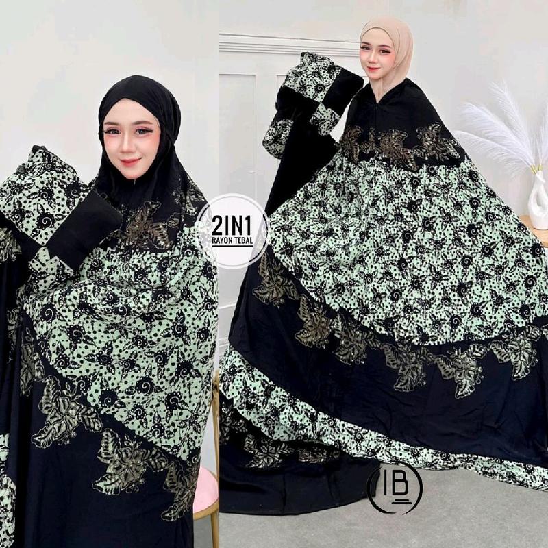 Mukena Dewasa Jumbo Batik Cap Atasan Bawahan Muslim Rayon Halus Adem 2in1 2