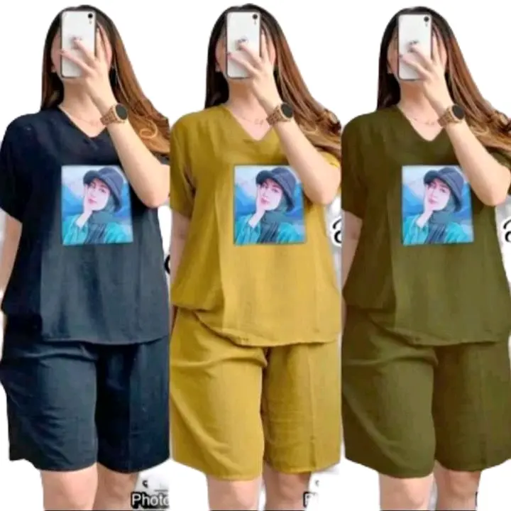 ZN PAHE 100 RIBU 3 ONESET KATUN PENDEK SABLON TERLARIS / Setelan dewasa / One Set Wanita Kekinian Nyaman Santai baju  wanita outfit hana korean style