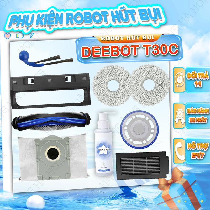  Phụ kiện robot hút bụi Ecovacs T30C 2026 - Phụ kiện robot hút bụi lau nhà Deebot T30C - khăn lau robot hút bụi - chổi cạnh robot hút bụi Ecovacs - Túi rác robot hút bụi - Màng lọc bụi robot hút bụi - Nước lau sàn Ecovacs 