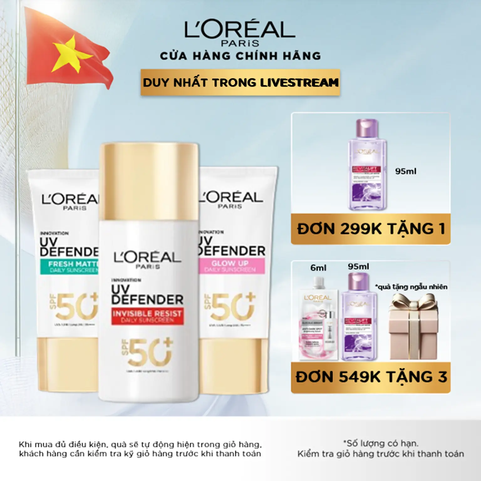[GIẢM GIÁ MỪNG ĐẠI LỄ] Sữa Chống Nắng Phổ Rộng Uv Defender Invisible Resist L’oréal Paris 50ml Spf 50+ Pa++++