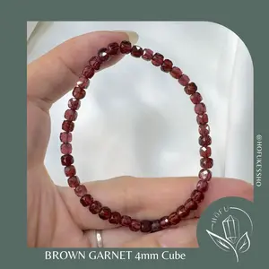 Gelang Batu Alam Brown Garnet Natural Crystal Bracelet