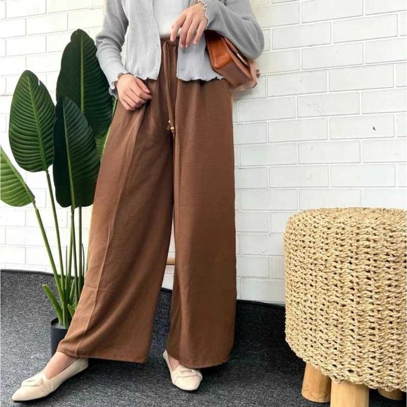 Celana Kulot Crinckle Premium Jumbo Highwaist AirFlow Jumbo Dan Standard | Kulot Crinkle Air Flow Panjang Dewasa Wanita 5