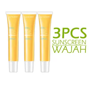 Sunscreen Wajah 3 Pcs Paket Hemat Pelindung dari Sinar Matahari Anti Hitam Sunblock Pencerah Facial Aging