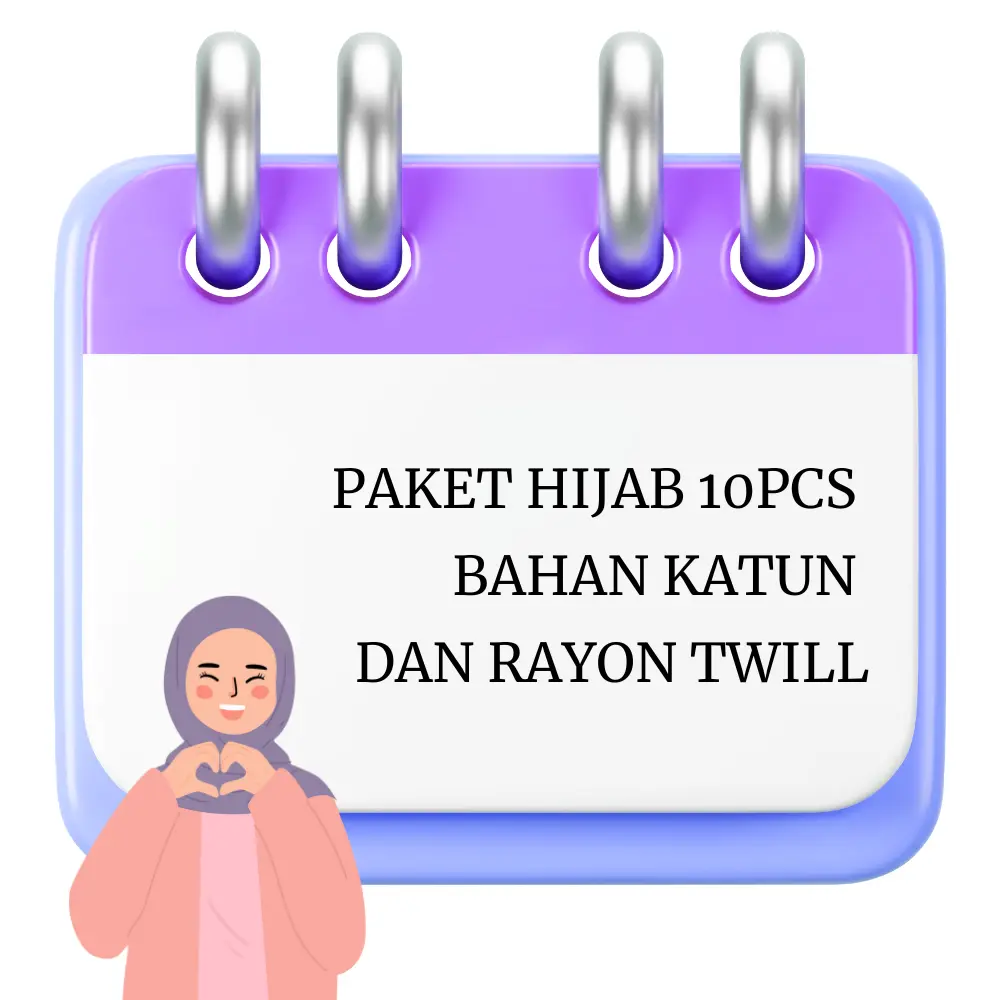 Paket Hijab Segi Empat Katun dan Twill 10pcs Random Motif