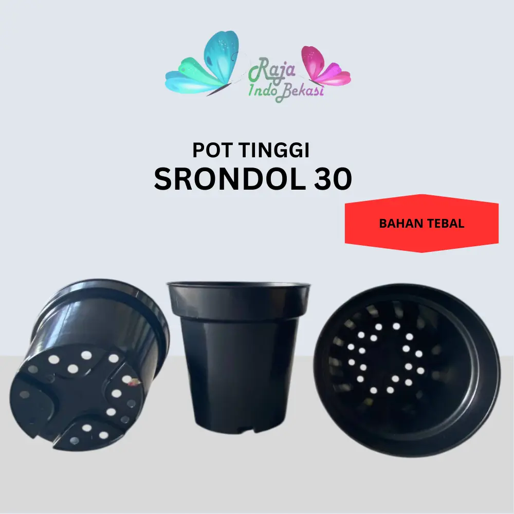 RAJA INDO Pot Tinggi Srondol 30 Hitam  - Pot Tinggi Usa Eiffel 18 20 25 Lusinan Pot Tinggi Tirus 15 18 20 30 35 40 50 Cm Pot Bunga Plastik Lusinan Pot Tanaman Pot Bibit Besar Mini Kecil Pot Srondol