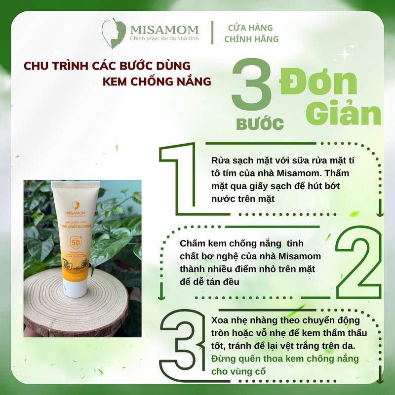 Kem Chống Nắng Bơ Nghệ Misamom - Hỗ Trợ Nâng Tông, Hỗ trơj Dưỡng Ẩm Thấm Nhanh Không Bết Dính SPF50+, PA++++ 4