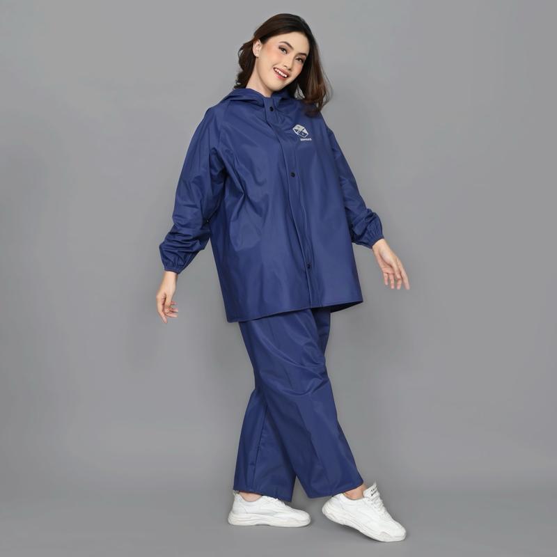 RAYENZ Jas Hujan Setelan Pria Wanita bahan PVC Tebal Anti Rembes tersedia warna Hitam Biru Army Merah dan Cream kedap air dan dapat digunakan kembali 8