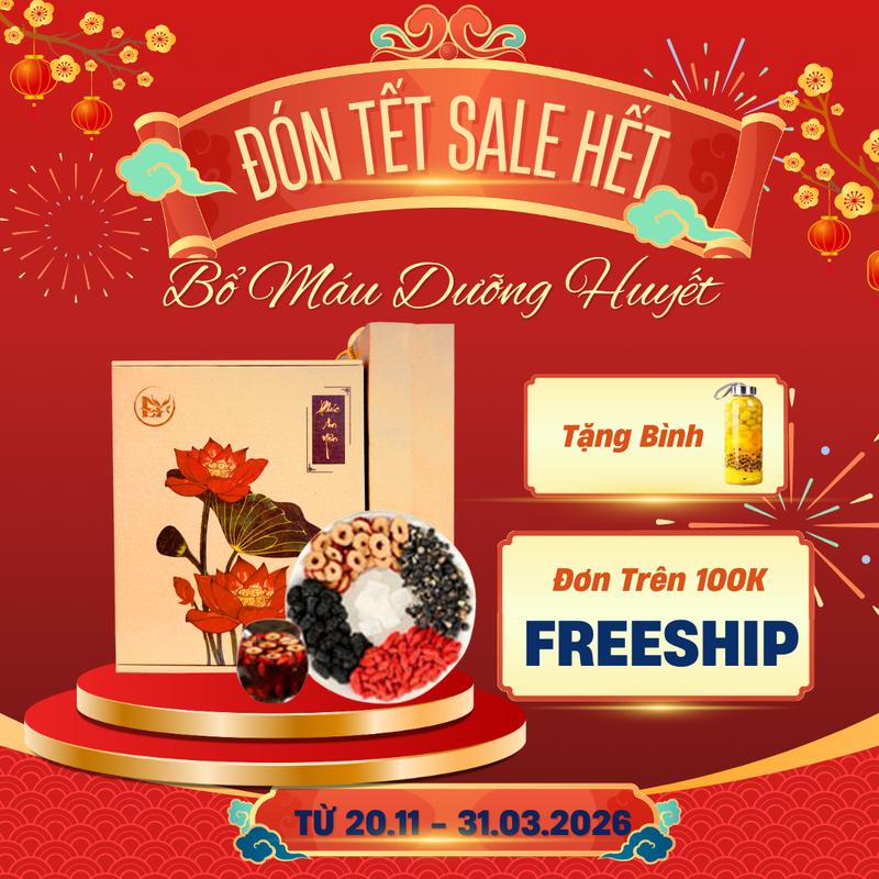   TẶNG Bình  Hộp 30 Gói Trà Bổ Máu Dưỡng Huyết Hỗ Trợ Bồi Bổ Khí Huyết Bồi Bổ Cơ Thể . Nguyên Liệu Hữu Cơ Táo Đỏ Kỷ Tử Đỏ Hắc Kỷ Tử Dâu Tằm Đường Phèn .Tặng Kèm Bình Thủy Tinh 