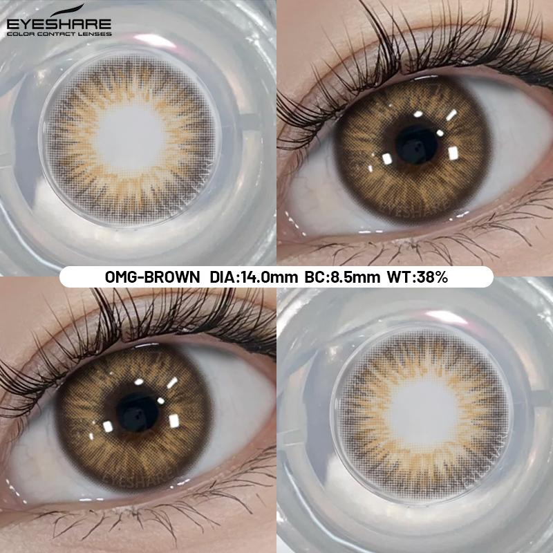  Kính áp tròng màu OMG Brown Gray14mm mềm mại sử dụng hàng năm EyeshareVn Cặp được xếp loại  Thanh Toán Khi Nhận Hàng  