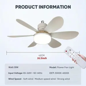 New Arrival 【Ready】Kipas Angin Plafon Lampu LED E27 2in1 56CM Dimmable + Remote Control, Multifungsi Untuk Ruang Tamu & Kamar Tidur