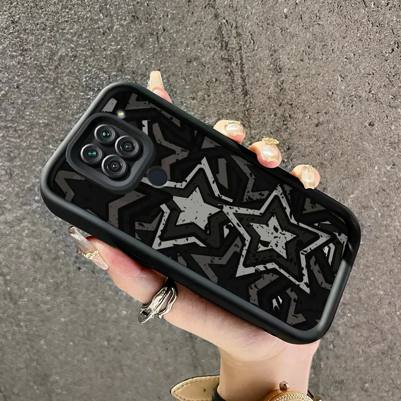 Casing Hp untuk Xiaomi Redmi Note 9 Redmi Note 9s Case sarung HP lembut pola bintang berujung lima hitam dan putih Softcase ponsel casing pelindung silikon Kesing 0