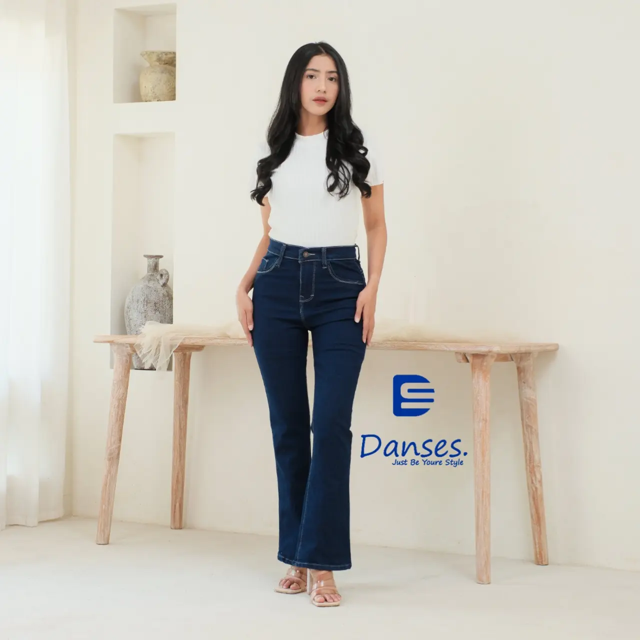 DANSES - Celana Jeans Panjang Cutbray Highwaist Cewek Premium Melar