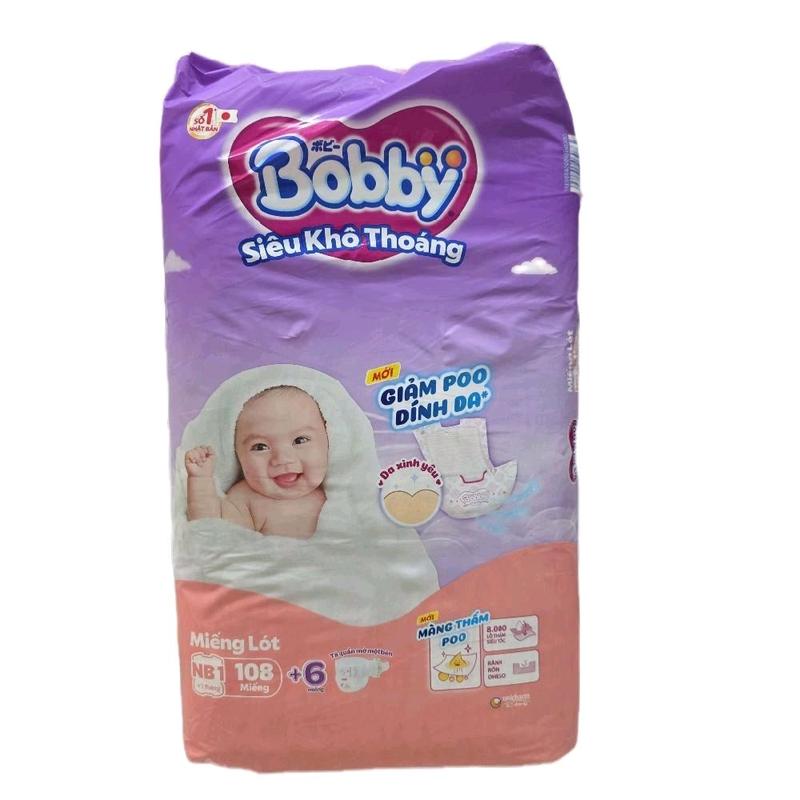  MIẾNG LÓT SƠ SINH BOBBY NEWBORN 108+6 miếng   dùng làm BĂNG VỆ SINH --> ko phải tã dán nhé  