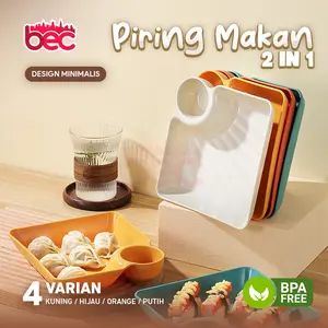 [BEC] Piring Makan 2 in 1 Tempat Saus Kecap / Piring Makan Souvenir / Piring Makan Serbaguna / Tempat Snack