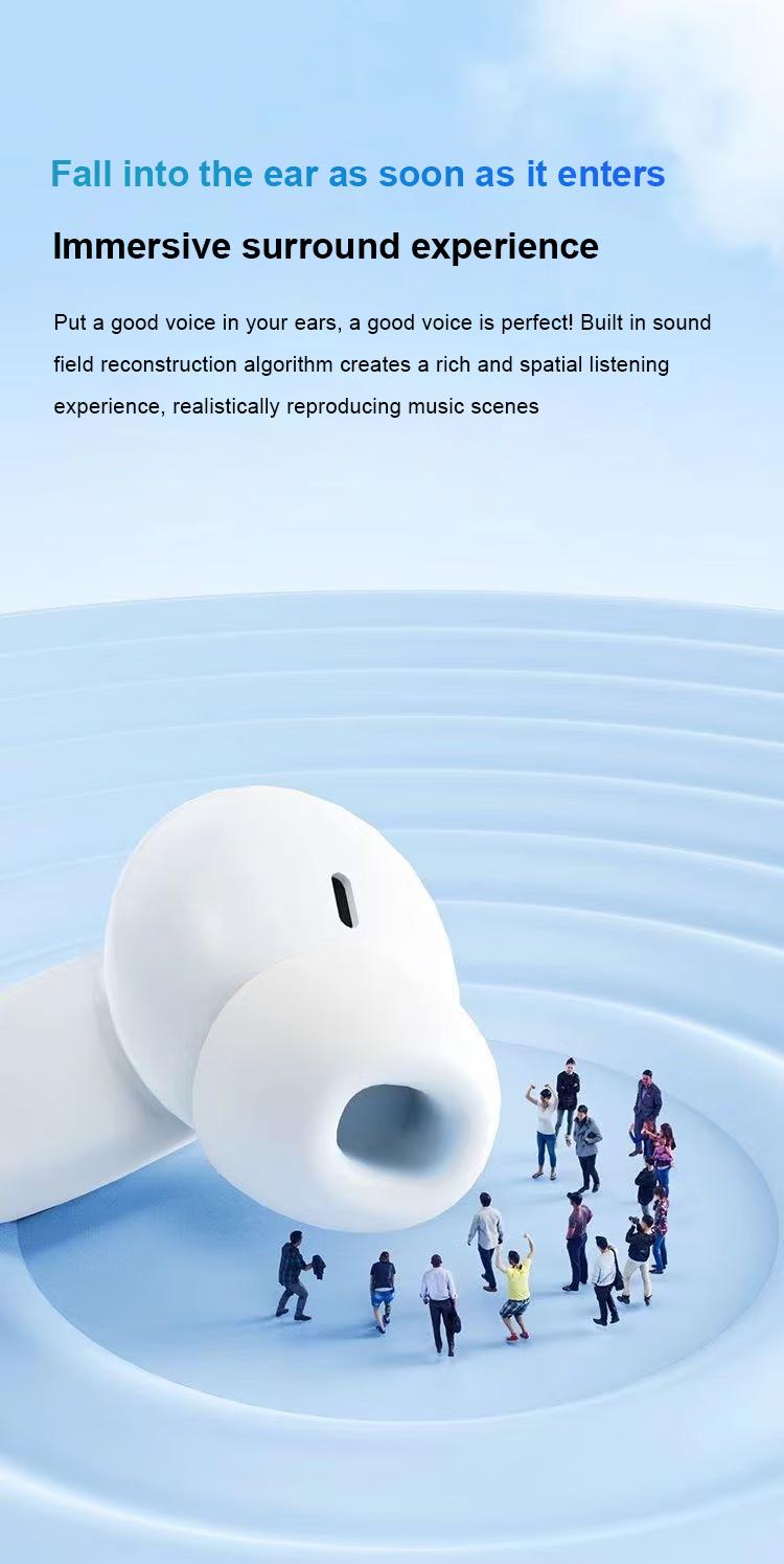 Lenovo ThinkPlus LP90 TWS Headphone Nirkabel Earphone Bluetooth 5.3 Tahan Air dengan Mic untuk Xiaomi iPhone Pro4 Earbud Bass Wireless Putih Headset dengan ENC Noise-Cancelling dan Bateri 20 Jam