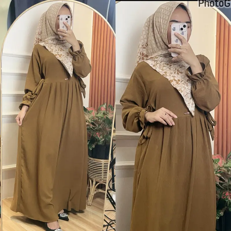 Nikita Dress Muslim Gamis Crinkle Airflow//Busui//LD -+120Cm 3
