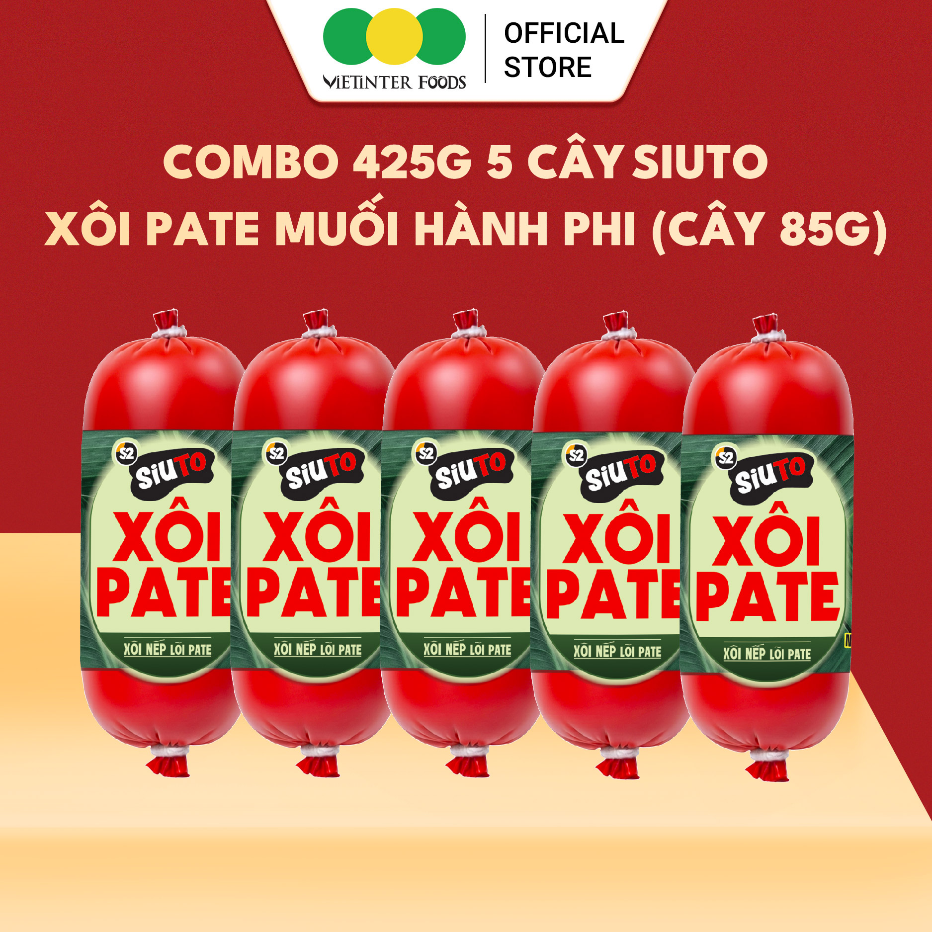 Combo 5 Cây Xôi Pate Muối Rắc Hành Phi Siuto Vietinter Foods
