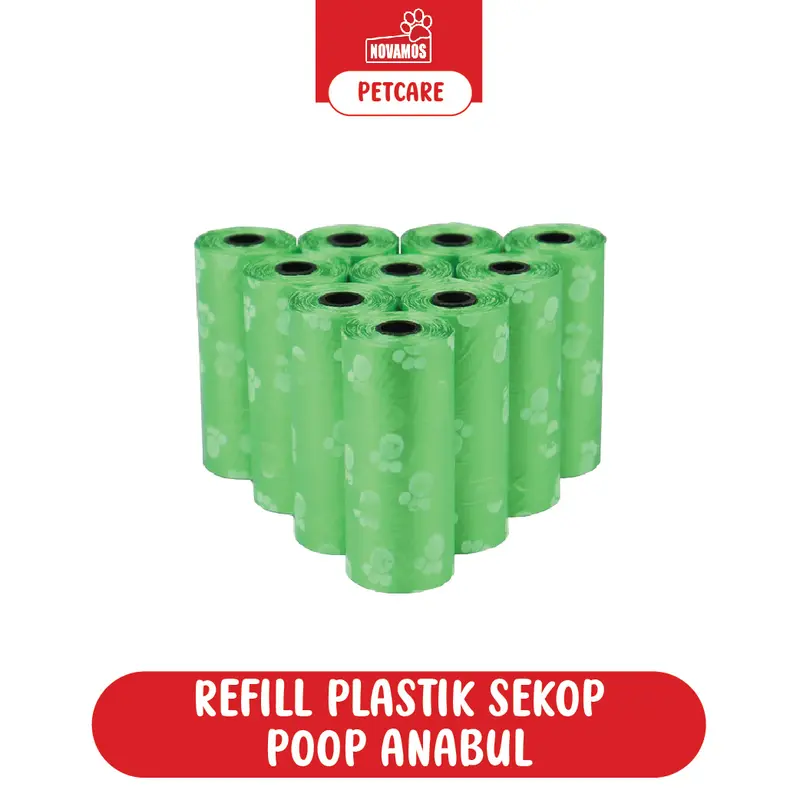 Refill Novamos Plastik Sekop Kotoran Kucing dan Anjing ( 1 gulung isi 15 pcs kantong ) Poop Bag Refill Kantong Plastik Sampah Popok 1