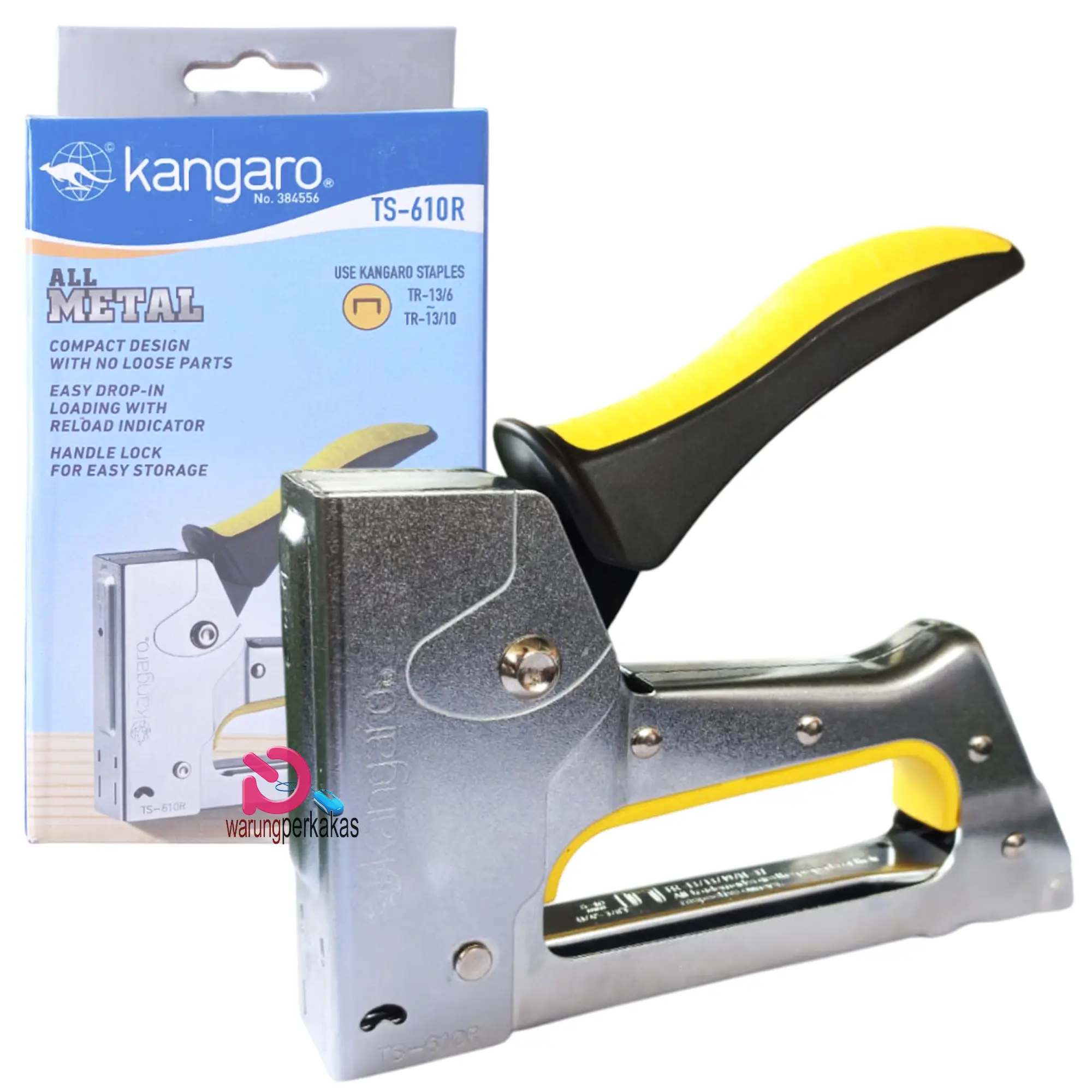 KANGARO Stapler TS610R - Kangaro Body Besi - Untuk Dekorasi Pasang Jok Laminating Buku - Stationery hekter kayu Binder staples tembak KANGARO