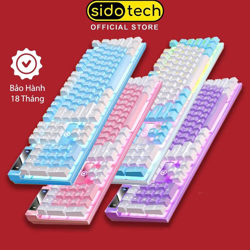 Bàn phím máy tính có dây giả cơ SIDOTECH K500 gaming led rgb màu hồng hành trình phím vừa phải giúp gõ nhanh chống nước tốt cho pc laptop chơi game văn phòng