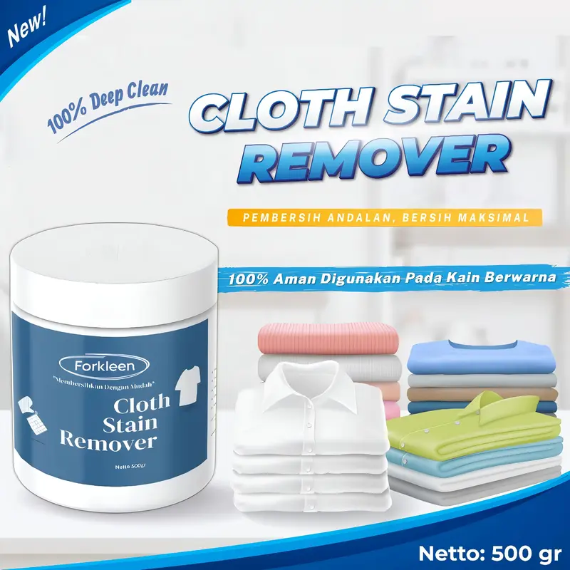 FORKLEEN PEMBERSIH PAKAIAN 250 GRAM DAN 500 GRAM/ DETERGEN PENGHILANG JAMUR PAKAIAN BERWARNA/ PENGHILANG NODA MEMBANDAL 4