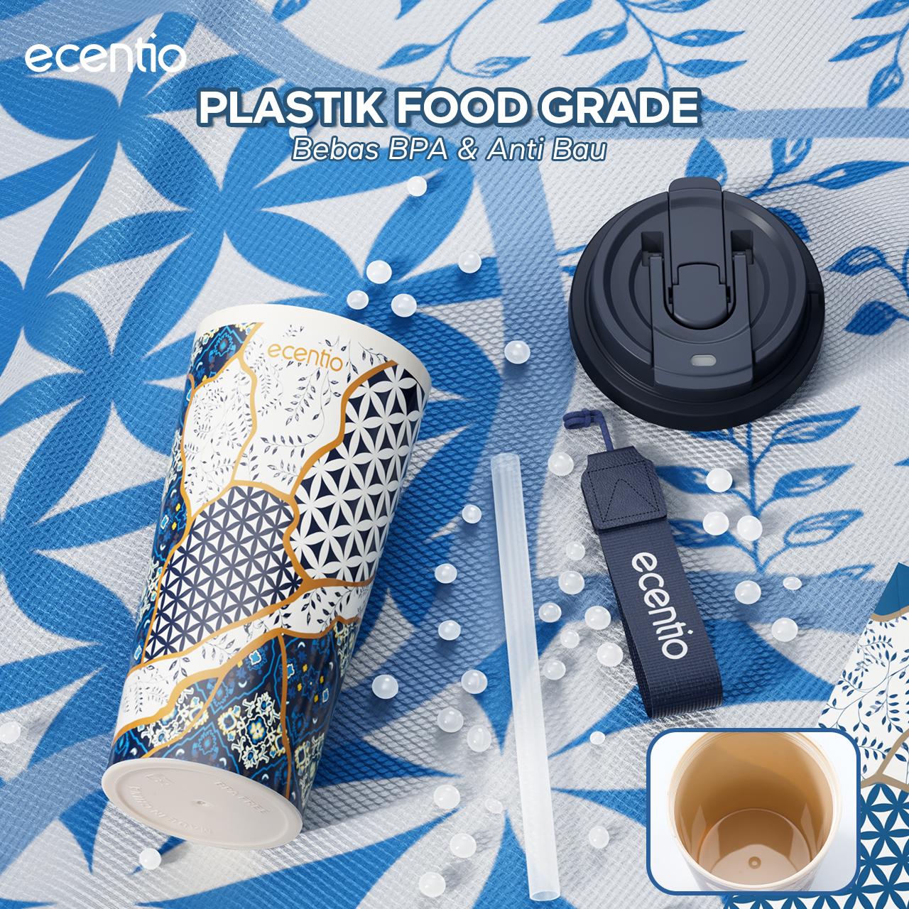 Ecentio Botol Minum 【live】Batik Aesthetic 580ml/800ml/900ml 【Stainless steel】【Plastic】Magnetic cover Vacuum  Flasks- Tahan Panas & Dingin, Food Grade, Desain Modern Warisan Budava BPA free