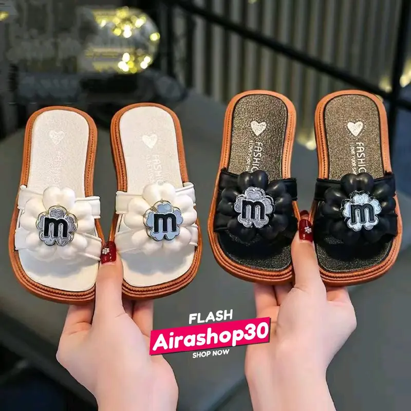 Sandal selop fashion anak perempuan Bunga sandal slip on import anak wanita sendal karet jelly kaki 24-35 0