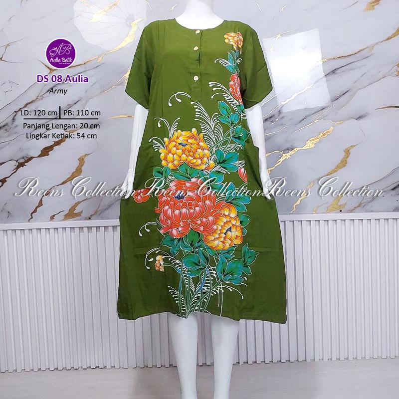 Aulia Batik Daster 08 Batik Print | Daster 3 Kancing Depan Busui 2 Saku Tangan Pendek Di Bawah Lutut daster  viral 2