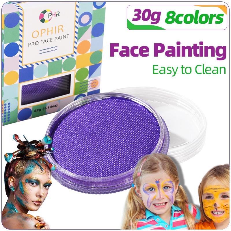 OPHIR Face Painting-30g Face Paints Body Paint Pearly Color Pigments for Halloween Makeup Makeover Costume Tactical Facepainting Supplies for Adults & Kids, Water Base, Easy to Clean (Silver) 2