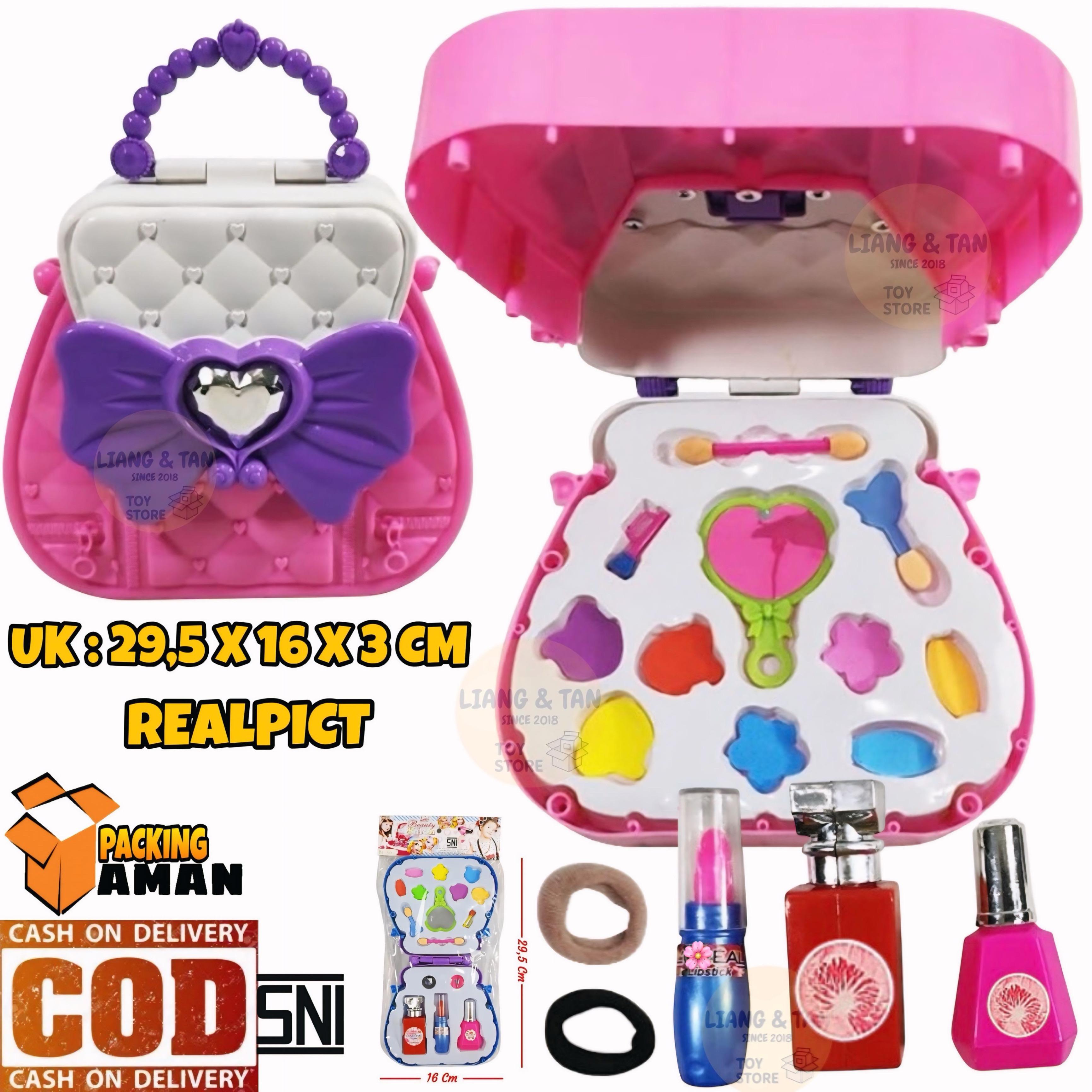 ( BISA COD ) PROMO Mainan Anak Perempuan Make Up Tas DUMMY Kosmetik Lipstick Eye Shadow Makeup Set