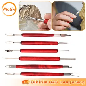 6Pcs/Set Alat Ukir Tanah Liat Kayu Alat Ukir Keramik Clay Sculpting and Pottery Tools