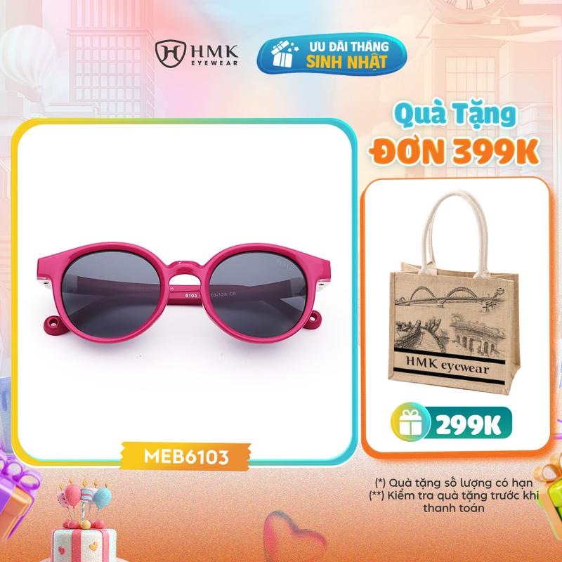 Kính Mát Trẻ Em HMK Eyewear Dáng Tròn Nhựa An Toàn Lò Xo Cho Bé Chống Tia UV Tròng Phân Cực Hạn Chế Chói LóaBảo Vệ Mắt Dễ Thương Đáng Yêu - MEB6103