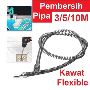 Alat Jepit Kawat Pembersih Saluran Mampet Adaptor Bor Pipa Air wastafel Pipe Cleaner Flexibel Pembersih Kotoran