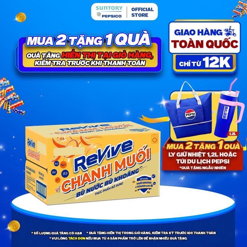 Thùng 24 Chai Nước Điện Giải Thể Thao Revive Chanh Muối 390ml chai