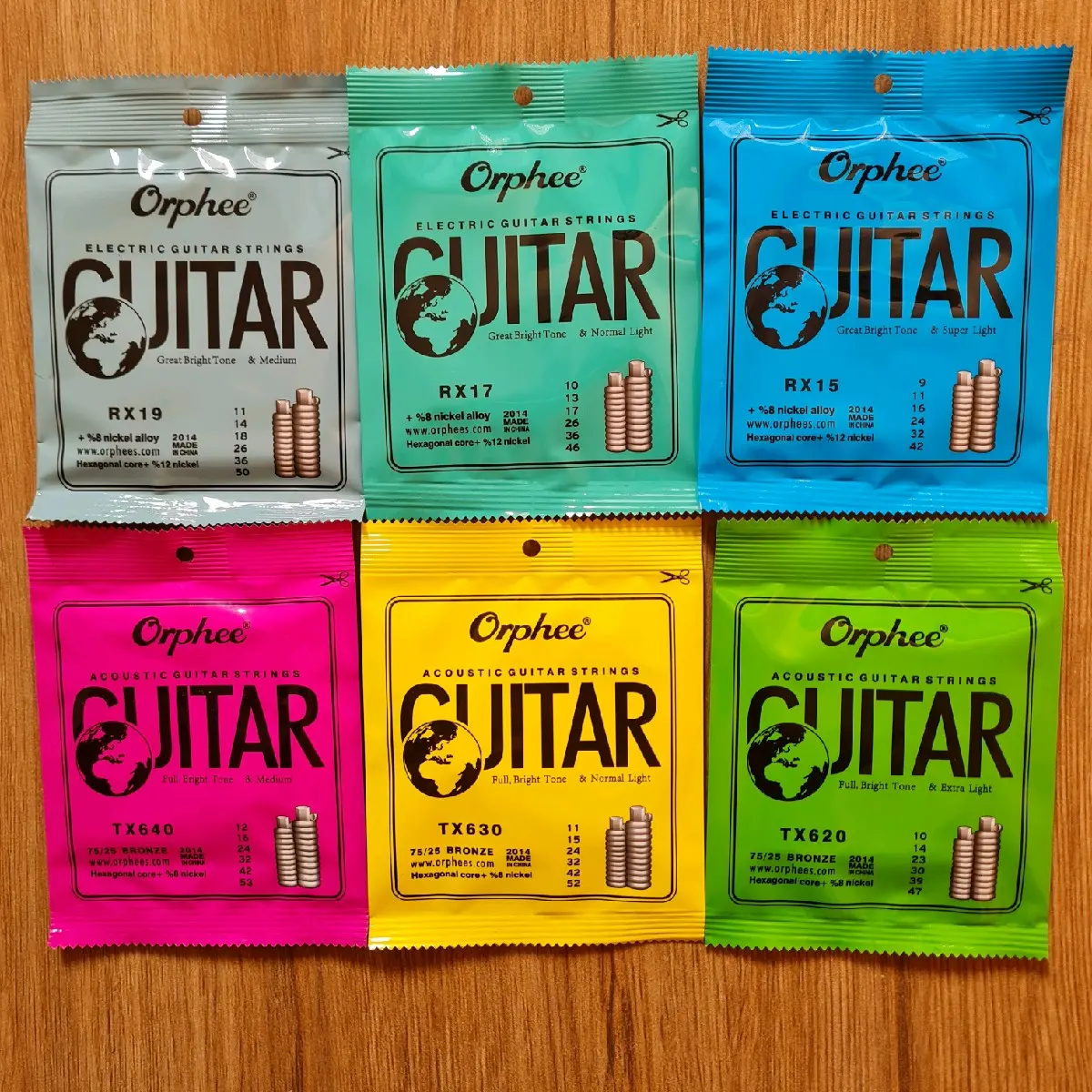 Senar Gitar Akustik String dan Elektrik Original Orphee Type TX(akustik) dan RX(Elektrik) Tersedia untuk semua ukuran