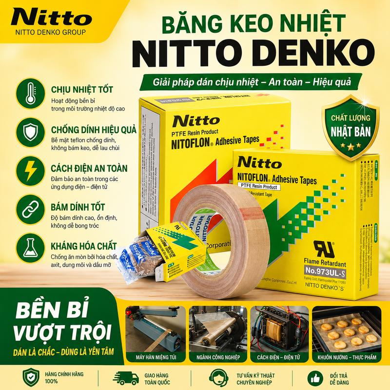 Băng Keo Nhiệt NITTO Denko Chống Cháy Cách Điện - Chịu Nhiệt Cao dùng Trong…