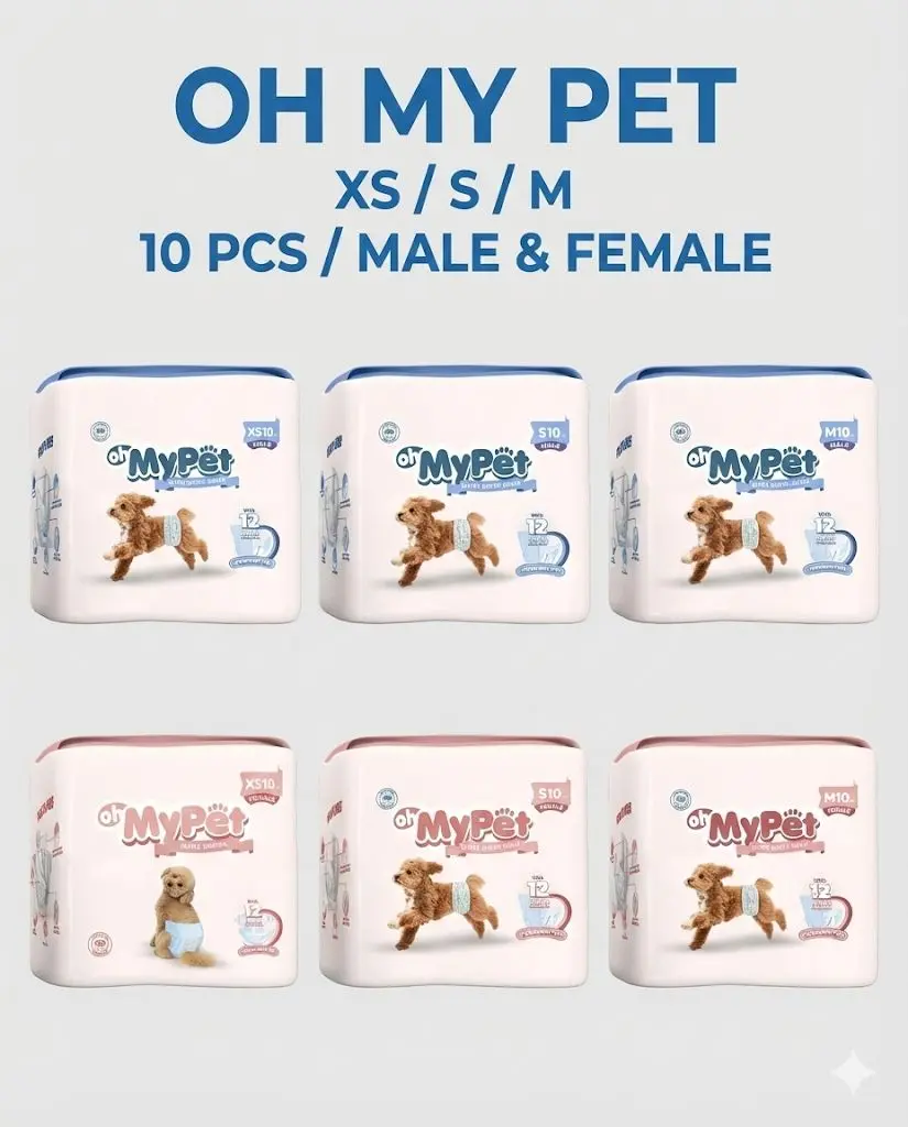 OhMyPet Diapers Popok Hewan Peliharaan Anabul Anjing Kucing Jantan Betina Male Female XS / S / M 10pcs