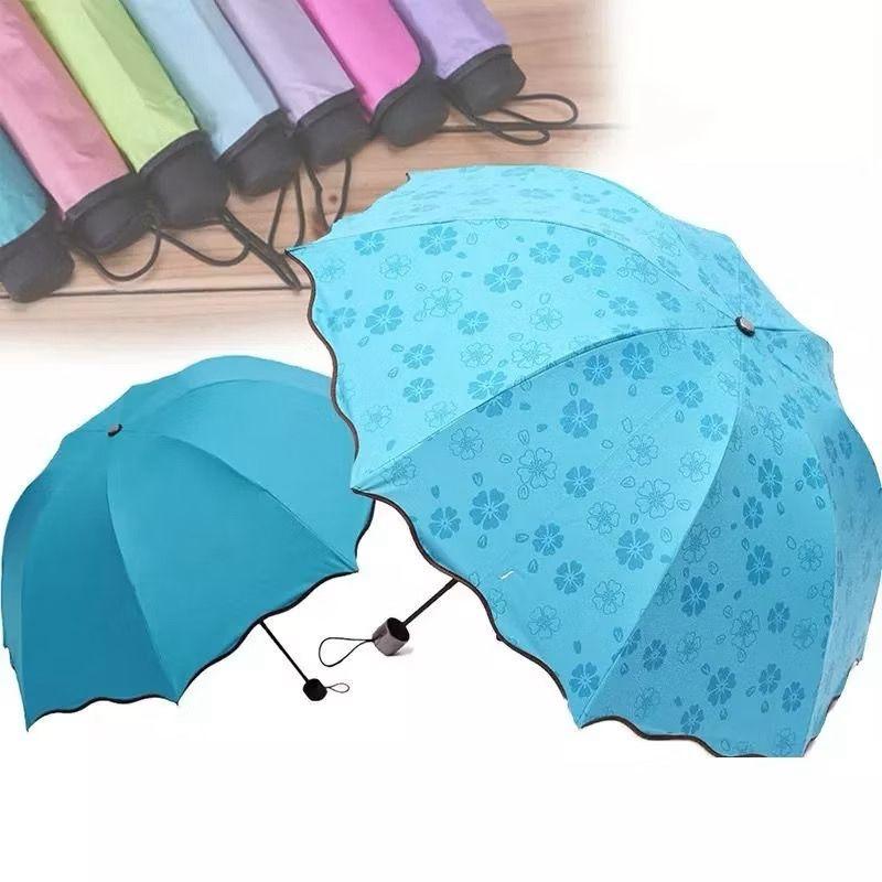 LUXE Payung Lipat Magic 3D Motif Timbul Anti UV Bisa Lipat & Free Sarung Anti UV Lapisan Hitam Melindungi Sinar Matahari Gagang Kokoh  Nyaman