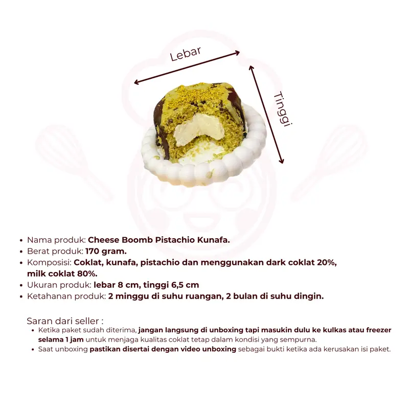 Pistachio Dubai Cheese Boomb 170g FREE Cokelat Dubai Mini 40g Keju 5