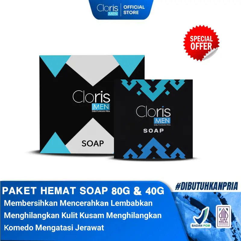 Clorismen Paket  Hemat Soap 80gr + Soap 40gr Sabun Pembersih Wajah Mencerahkan Memutihkan Mencegah Jerawat Kontrol Minyak 0