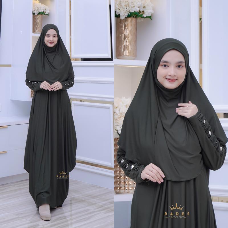 Alzah - Abaya Inara Jo2 Jersey Set Hijab Dan Niqob Bahan Jersey Wanita Remaja Dewasa Muslim Simple Elegan Kekinian Indah Nyaman Gamis Syari 4