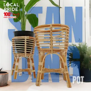 Standing Pot Rotan Alami & Sintetis Aesthetic Vas Bunga Rotan Ukuran 35 - 55 Cm Untuk Tanaman