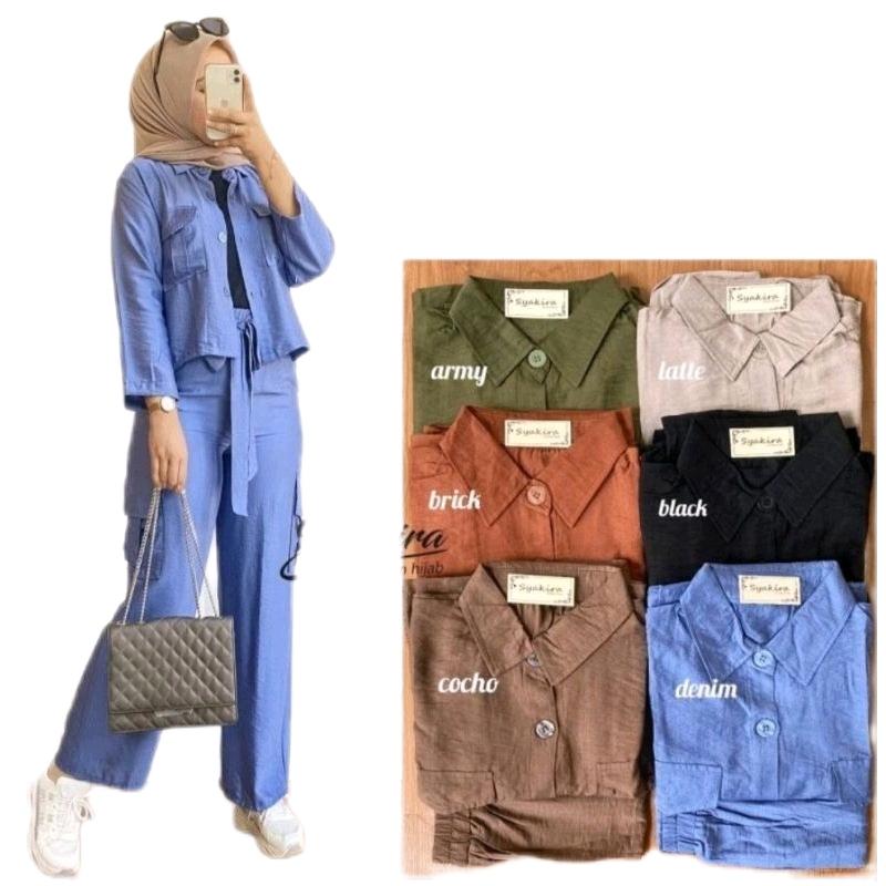 ONE SET TARA TERBARU // ONE SET WANITA TERBARU // SETELAN VIRAL // AIRFLOW CELANA Crinkle Lembut Nyaman 2