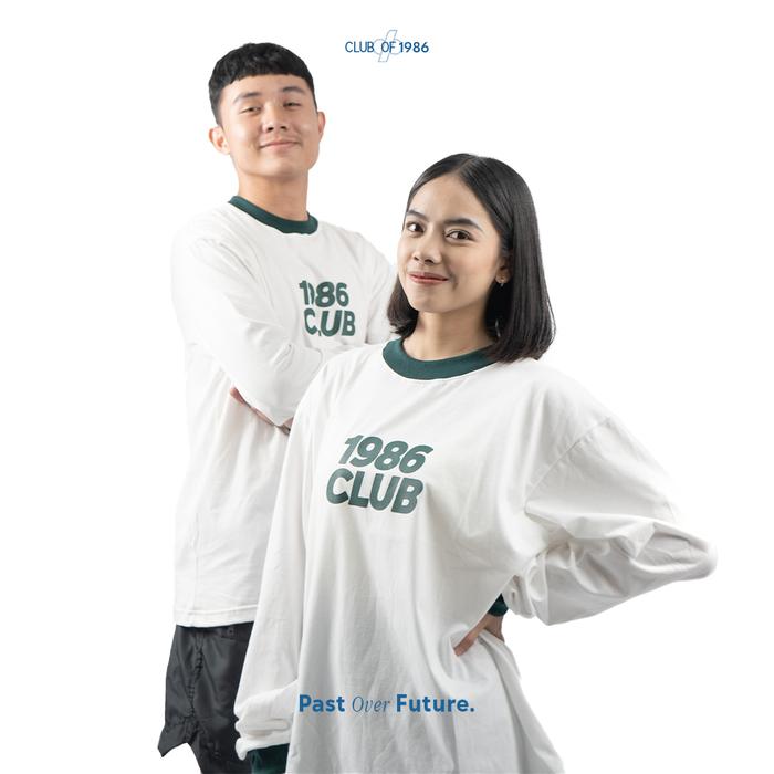 Gambar AUTOMOTIVE GIRL CLUB OF 1986 LONG SLEEVE T-SHIRT / Kaos Retro Vintage FOREST GREEN WHITE - M dari Club of 1986 Kota Bandung Tokopedia