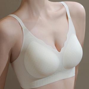 Đồ Lót Không Đường May, Ngầu, Dành Cho Nữ, Vào Mùa Hè, Kiểu Mỏng, Thích Hợp Cho Ngực Lớn Và Ngực Nhỏ, Thoáng Khí, Gathered, Hỗ Trợ Mềm Mại, Thoải Mái, Cúp Cố Định