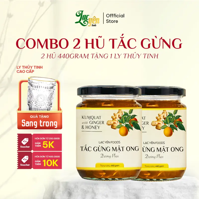 Combo 2 Hũ Tắc Gừng Mật Ong Đường Phèn Lạc Yên Foods, Kèm Quà Tặng 0