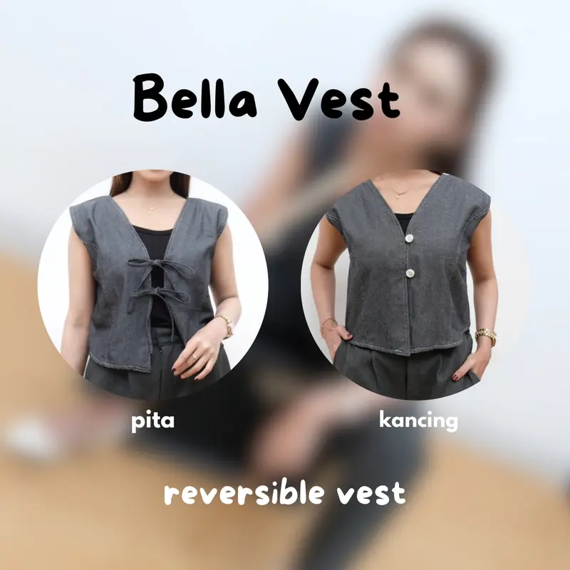 Vest Outer Rompi Wanita Tali Kancing Soft Jeans Bella 8