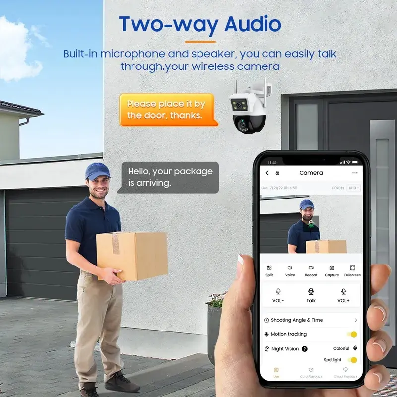 EYESEC CCTV Outdoor WiFi 8MP Dual Lens Waterproof IP Camera 360° PTZ Kamera HP Jarak Jauh Garansi 1 Tahun Golden Compass 3