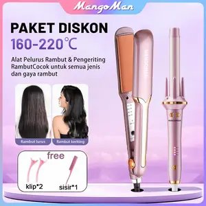 New [Paket kombinasi] MANGOMAN 2in1 Catokan dan Pengeriting Rambut Otomatis dengan Pelurusan Ion Negatif
