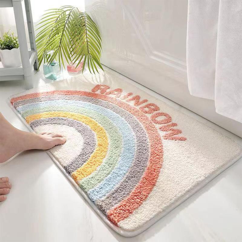 Thảm Sàn Thấm Nước, In Hình Cầu Vồng, Giả Cashmere, Cho Phòng Tắm Và Nhà Bếp, Kích Thước 40 * 60 Cm. / 50 * 80 Cm 5